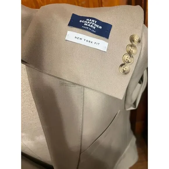 Hart Schaffner Marx Beige Sport Coat Blazer Jacket Mens Size 48L